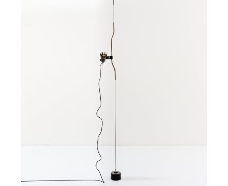 Einspannleuchte 'Parentesi', 1971 (Entwurf)L. ca. 270 cm. Flos, Brescia.Schwarzer Kunststoff, Metallrohr, verchromt, Metallse