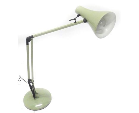 A pale green Anglepoise lamp, on a circular base, 77cm H.