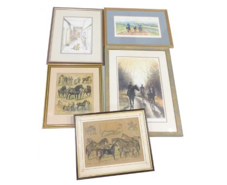 Caroline Cook. After the Rain, artist signed, limited edition print, another similar horse racing print, after Anne Stutt and
