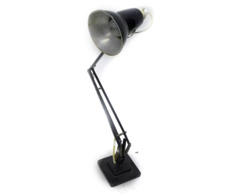 A black enamel Anglepoise type lamp, (AF), 94cm H overall.