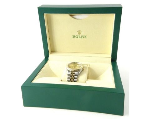 A Rolex Oyster Perpetual Datejust gentleman's wristwatch, with gold coloured dial 3cm dia, with date aperture, with gold colo