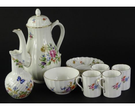 A Royal Worcester Roanoke pattern part coffee set, and an Aynsley Cottage Garden vase.