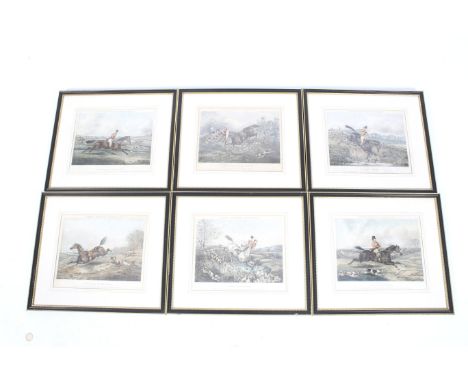 A set of six 19th century hunting prints. Drawn by H. Alken, engraved by J. Harris, published 1850. Framed and glazed. 30cm x