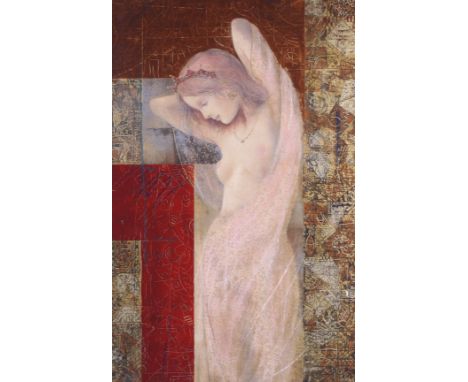 Csaba Markus (Hungarian, born 1953) serigraph, depicting a Pre-Raphaelite style figure. 81cm x 54.5cm, framed