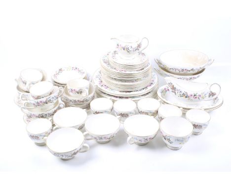 Wedgwood Downland tea and dinner service. Including sauce boat, nine trios, milk jug, etc. Max. H9cm Condition Report: Overal