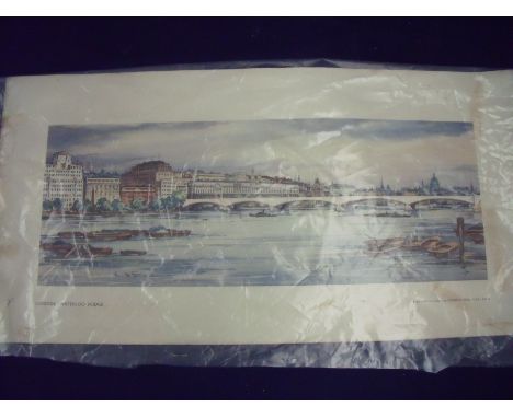 Unframed railway carriage print by Kenneth Steel of London Waterloo Bridge 