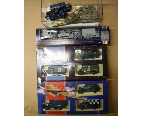 Two boxed Lledo Dambusters 50th Anniversary RAF box sets and a Lledo Pearl Harbour 1941 US Navy box sets, two Days Gone RAF d