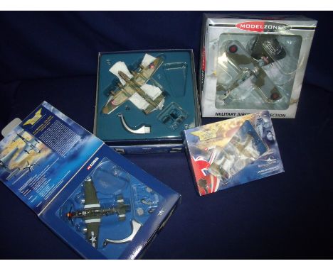 Collection of boxed Corgi Aviation Archive figures including Battle of Spitfire & Hurricane set, a P51D Mustang 'Old Crow', a