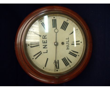Victorian station style wall clock with stencil markings to the dial LNER Hull (diameter 40cm) 