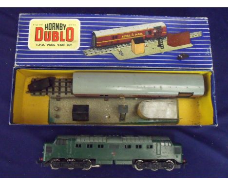 Boxed Hornby Dublo T.P.O Mail van set and a BR Diesel Engine (2) 