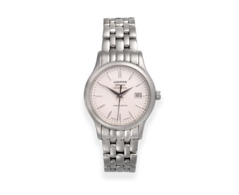 A Stainless Steel Mid-Size Automatic Calendar Centre Seconds Wristwatch, retailed by Wempe, Zeitmeister, Glashutte I/SA, Chro