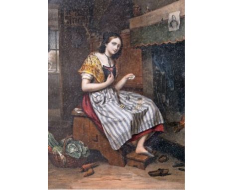 J. DELSAUX, 'Interior with Woman Seated', O.O.C., 15.5" (40cm) x 10.75" (27cm); together with a coloured print, 'Interior Sce