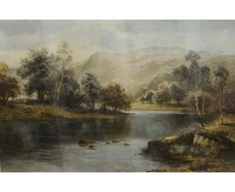 ### withdrawn###A SMALL WATERCOLOUR, 'A Coastal Fishing Scene', signed and dated '97; a coloured print after E. Leighton, 'Fi