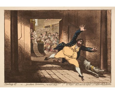 * Gillray (James). Stealing Off; or, prudent Secesion..., London: H. Humphreys, May 20th 1799, etching on wove with contempor