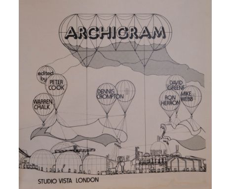 Cook (Peter &amp; others). Archigram, 1st edition, London: Studio Vista, 1972, monochrome illustrations throughout, light dam