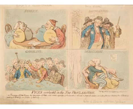 * Gillray (James). Vices Overlook'd in the New Proclamation. To the Commons of Great Britain, this representation of Vices, w