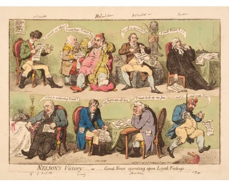 * Gillray (James). Nelson's Victory, or Good-News Operating upon Loyal Feelings, London: H. Humphreys, October 3rd 1798, etch