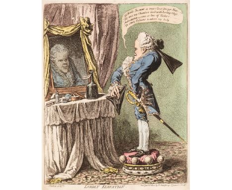 * Gillray (James). Lordly Elevation, published H. Humphreys, Jany. 6th 1802, etching with aquatint on wove, contemporary hand