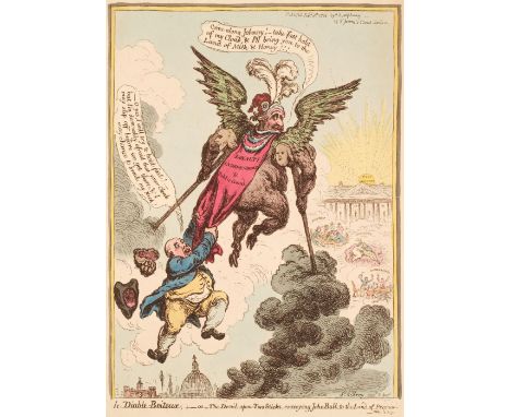* Gillray (James). Le Diable-Boiteux, or The Devil upon Two Sticks, conveying John Bull to the Land of Promise, London: H. Hu