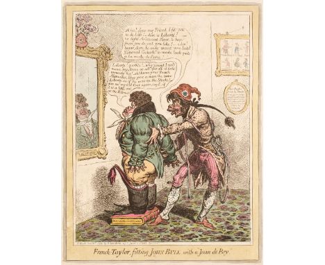 * Gillray (James). French-Taylor, fitting John Bull with a 'Jean de Bry', H. Humphrey, November 18th 1799, etching with brigh
