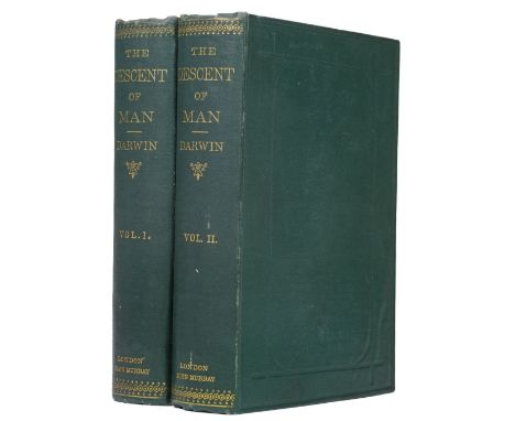 Darwin (Charles). The Descent of Man, 2 volumes, 1st edition, 2nd issue, London: John Murray, 1871, half-titles, 16 pp. publi