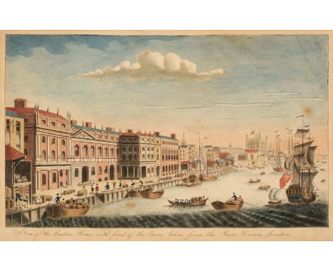 * London. A View of the Custom House with part of the Tower, taken from the River Thames, London, circa 1785, unattributed wa