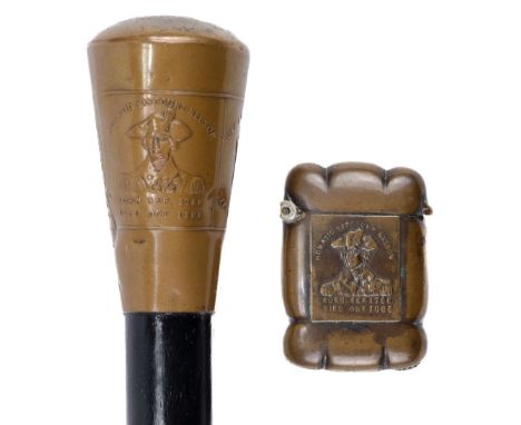 * Nelson (Horatio, 1758-1805). An Edwardian ebonised H.M.S. Foudroyant walking stick, the copper top embossed with details of