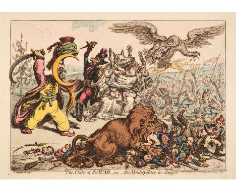 * Gillray (James). The State of War, or, the Monkey-Race in danger, London: H. Humphreys, May 20th 1799, etching on wove with