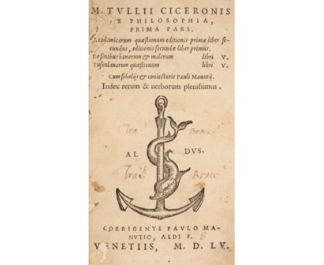 Cicero (Marcus Tullius). De philosophia, prima pars [- volumen secundum]. Academicarum quaestionum editionis primae liber sec