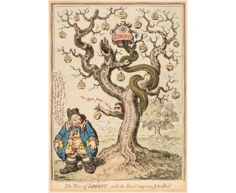 * Gillray (James). The Tree of Liberty - with the Devil Tempting John Bull, H. Humphrey, May 23rd 1798, etching on laid with 