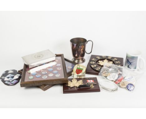 SUNDRY POLITICAL SOUVENIRS TO INCLUDE; two Authentic Reproductions U.S.A. framed collections of Presidential campaign TIN BAD