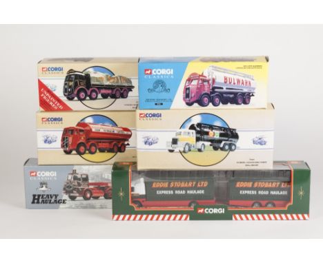 SIX CORGI CLASSICS MINT AND BOXED DIE CAST COMMERCIAL VEHICLES to include three various tankers for Bulwark, Shell Mex/BP and