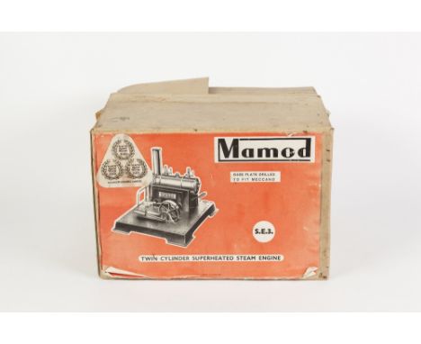 MAMOD BOXED SUPERHEATED HORIZONTAL STEAM ENGINE, Model No. S.E.3, manufactured by Malins Ltd. the flywheel driven and flanked