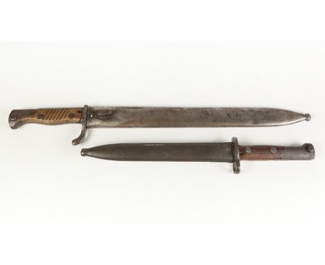 GERMAN WORLD WAR I BAYONET, formerly with saw back, now ground away, stamped Waffenfabrik - Mauser A.G. Oberndorf a. N. steel