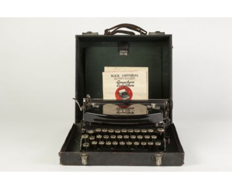 'BLICK UNIVERSAL' CIRCA 1920's PORTABLE TYPEWRITER IN CASE, with black enamelled body and having 9" (22.8cm) carriage (in goo