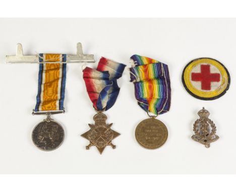 THREE GEORGE V WORLD WAR I SERVICE MEDALS, awarded to 67064 PTE. W. Hursthouse R.A.M.V. viz 1014-18 War Medal, 1914-15 Star a