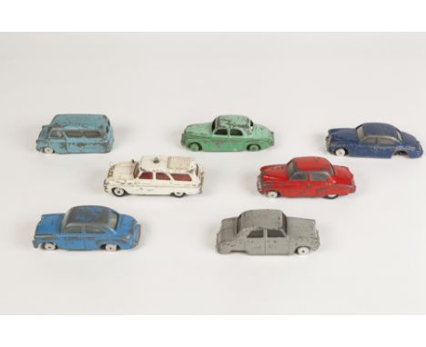 SEVEN CIRCA 1960's AND LATER CORGI AND DINKY DIE CAST TOY VEHICLES, all playworn and some lacking tyres includes; Dinky Rover