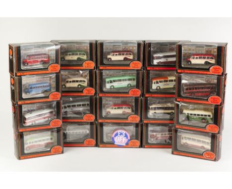 TWENTY EFE MINT AND BOXED DIE CAST 1:76 SCALE MODELS OF CLASSIC SINGLE-DECKER BUSES, various liveries, window boxes mainly go