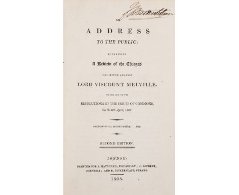 Dundas (Henry, 1st Lord Melville) An Address to the Public; containing a Review of the Charges exhibited against Lord Viscoun