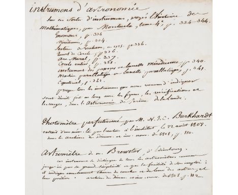 French science etc.- Salmer (M.) Instrumens divers..., manuscript in French, title and 7pp. excluding blanks, slightly browne