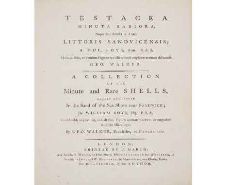Boys (William) Testacea minuta rariora...A Collection of the Minute and Rare Shells, lately discovered in the Sand of the Sea