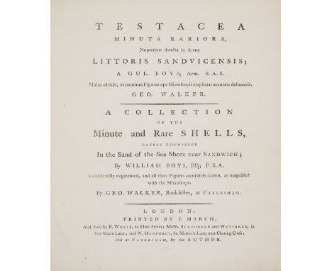 Boys (William) Testacea minuta rariora...A Collection of the Minute and Rare Shells, lately discovered in the Sand of the Sea