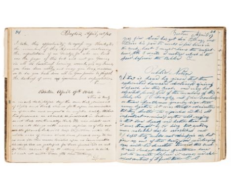 Boston, Mass.-Journal kept by four young men who style themselves the 'Four Associates', manuscript, 133pp., title torn and r