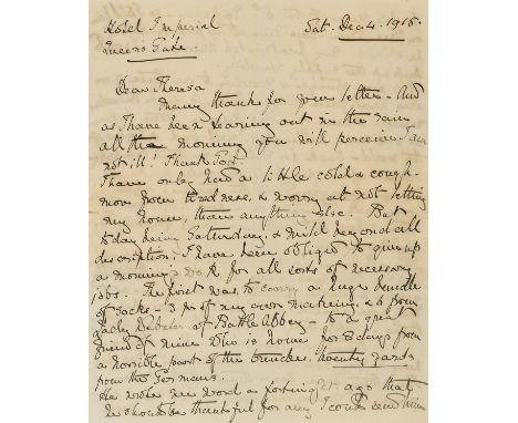First World War.- Kingsley (Rose, daughter of Charles Kingsley, 1846-1925) Autograph Letter signed to "Dear Theresa" during t