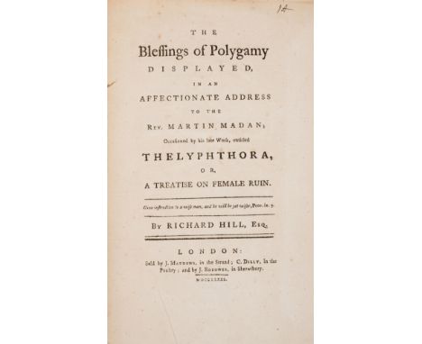 Marriage & Scandals.- Hill (Richard) The Blessings of Polygamy Displayed, first edition, with errata slip pasted to final lea