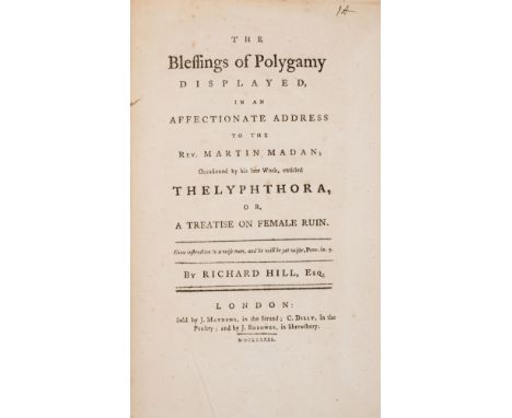 Marriage & Scandals.- Hill (Richard) The Blessings of Polygamy Displayed, first edition, with errata slip pasted to final lea