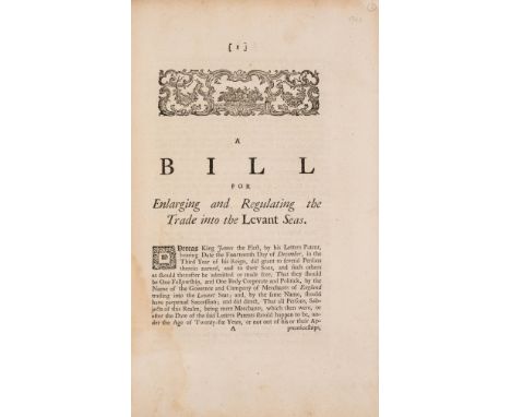 Levant.- Case (The) of the Governor and Company of Merchants of England Trading to the Levant Seas, 4pp., [?1753] bound with 