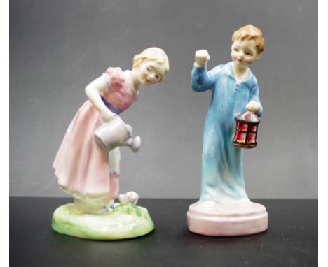 Royal Doulton Nursery Rhymes Figurines Mary Mary HN2044, designer Leslie Harradine, 12.7cm, Wee Willie Winkie HN2050, designe
