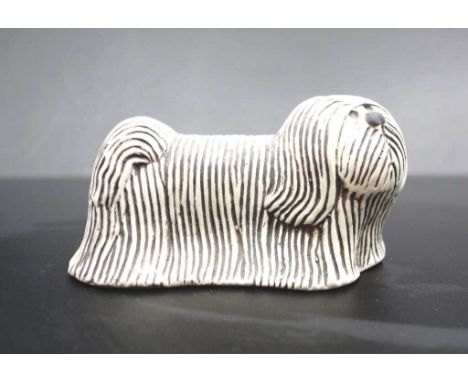 Lisa Larsson sleepy spotted spaniel ceramic figure (Kennel 1972), Gustavsberg Sweden, 11cm length approx