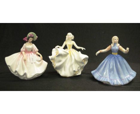 Three Royal Doulton ceramic figures including: 'Jennifer,' HN2392; 'Sweet Seventeen,' HN2734; and 'Sunday Best,' HN2698; (hei